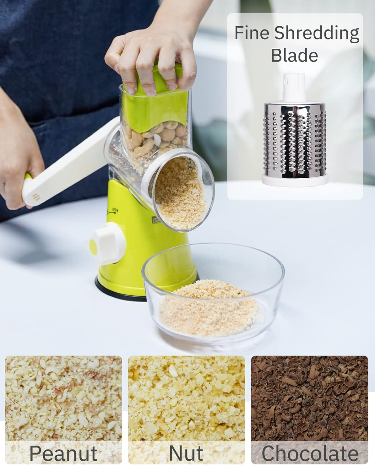 3 in 1 Manual Tabletop Drum Grater