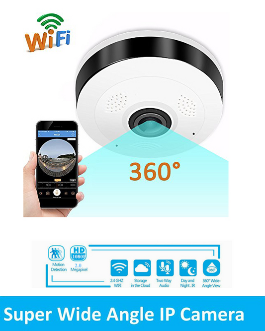 Wireless Wifi CCTV Camera 360 Panoramic Fisheye 3D