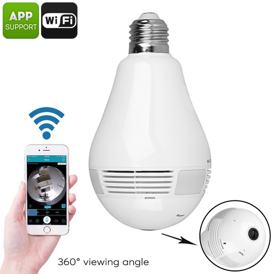 Wifi Spy Camera Bulb 360 View Day/Night Vision