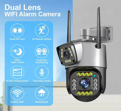 V10 Dual Lens Wifi PTZ Wireless Waterproof Security Camera