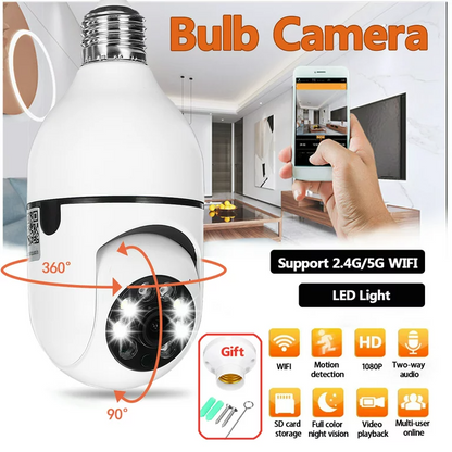 Bulb Security Wireless Camera 360°Rotational View