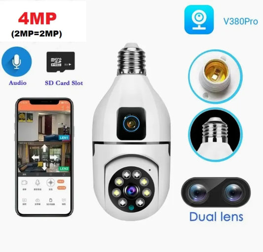 Bulb WIFI Dual 2 Lens Camera v380 Pro